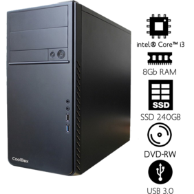 Equipo Semitorre Intel® Core i3 Processors 10ª generación / RAM 8GB DDR4/ SSD 240GB **/ DVD-RW/ Gráfica intel