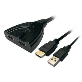 SPLITTER - DUPLICADOR HDMI ALTA VELOCIDAD AISENS A123-0128 - UNA ENTRADA/DOS SALIDAS - ALIMENTACIÓN USB - NEGRO - 50CM