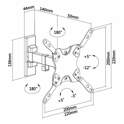 Soporte de Pared Extensible/ Giratorio/ Inclinable/ Nivelable Aisens WT42TSLE-009 para TV de 13-42"/ hasta 20kg