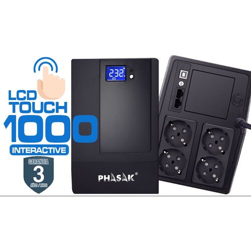 SAI PHASAK 2000VA Esential Interactivo - PH9420 Pantalla tctil con USB + RJ45