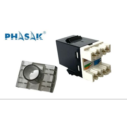 Conector UTP RJ 45 Cat. 6 Keystone 20mm negro PHASAK Dual block