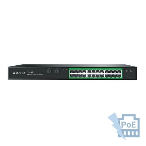 STONET P124GC Switch PoE 802.3af/at 24 puertos Gigabit +2 Slot SFP Gigabit. Hasta 320 W