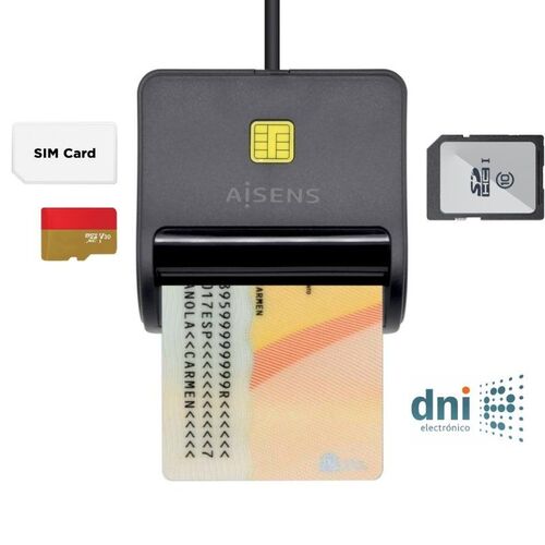 Lector DNIe USB Aisens ASCR-SN01-BK/ Negro