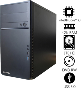 Equipo Semitorre Intel® Core i3 Processors 10ª generación / RAM 4GB DDR4/ HDD 1TB **/ DVD-RW/ Gráfica intel